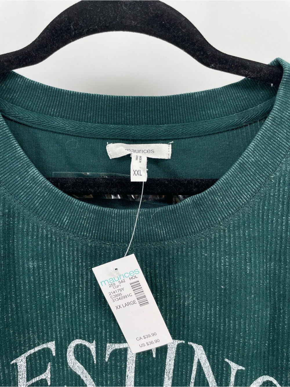 NEW Maurices Shirt Green Resting Grinch Face Holiday Waffle Knit XXL - Picture 3 of 4